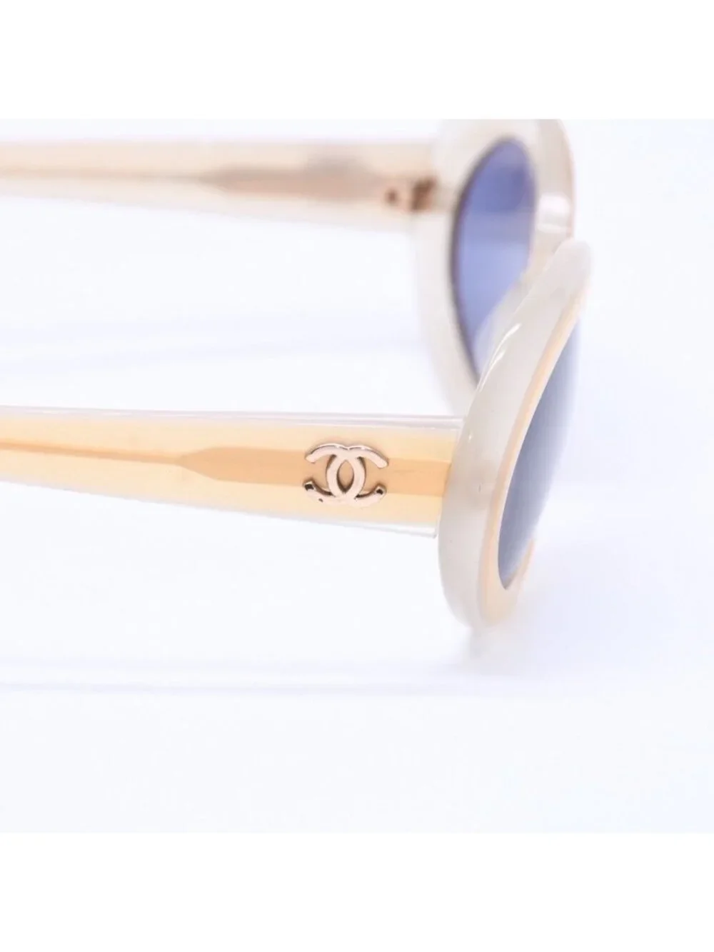 Chanel Sunglasses Eyewear CC Logo Beige Gold Acetate